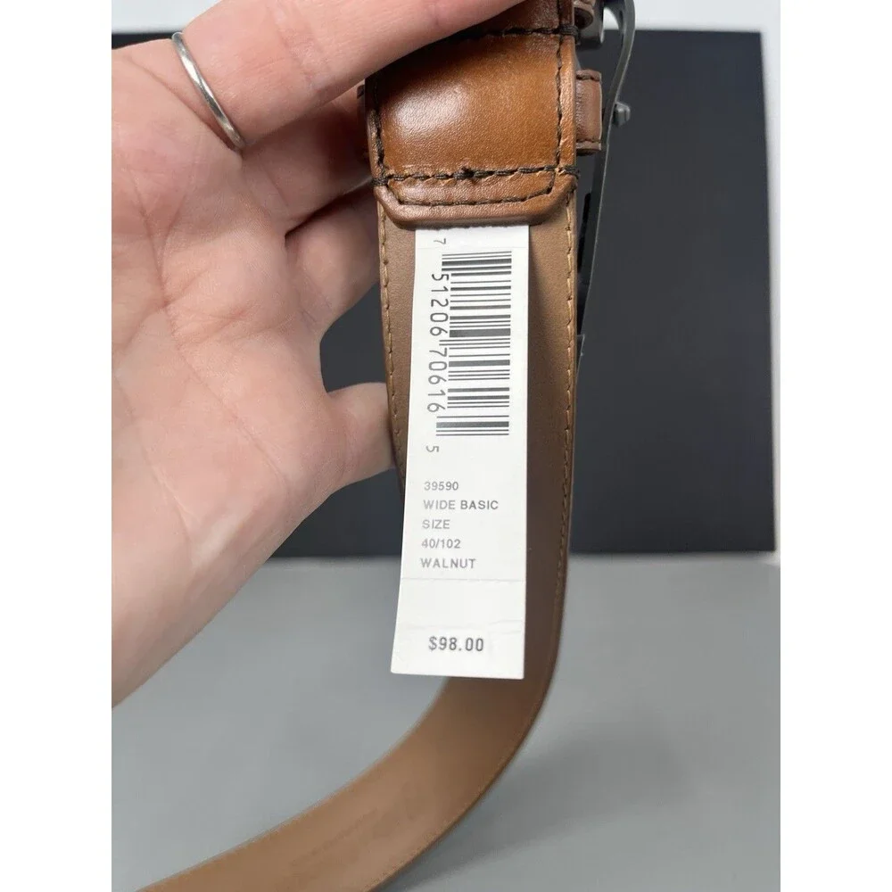 NWT ALLEN EDMONDS WIDE BASIC LEATHER BELT 39590 Mens Size 40 Color WALNUT USA